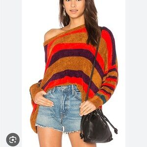 Free people all about you striped soft pullover sweater